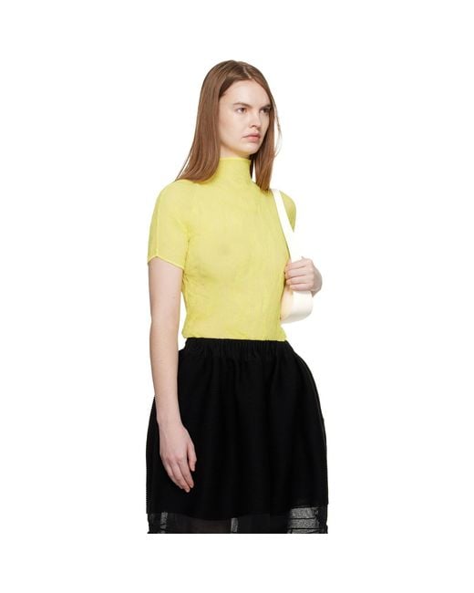 Issey Miyake Yellow Chiffon Twist 3 Top