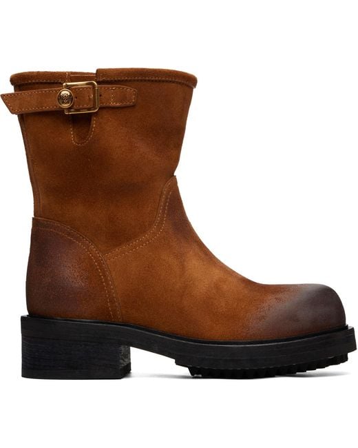Versace Brown Buckled Suede Boots