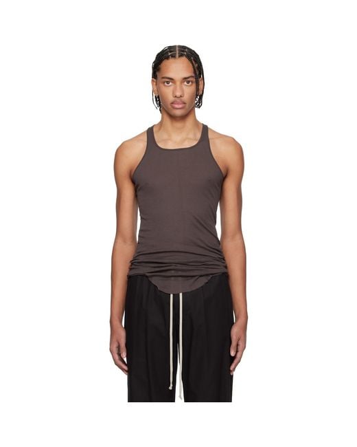 Rick Owens Black Temple Basic Rib Tank Top for men