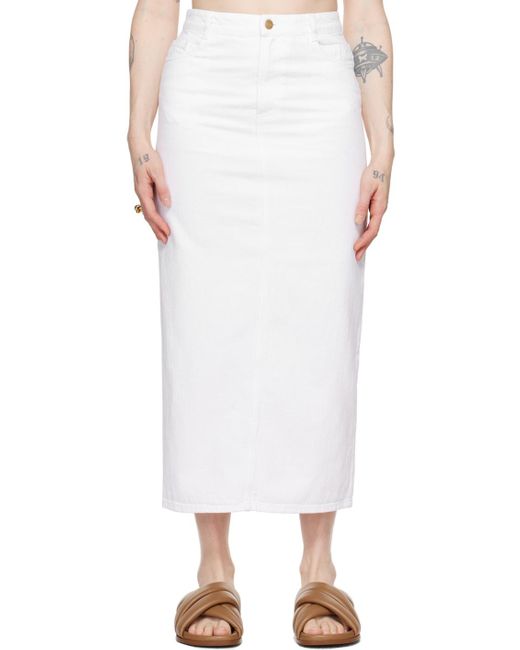 TOVE White Sera Denim Midi Skirt
