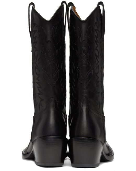 Dries Van Noten Black Leather Cowboy Boots for men