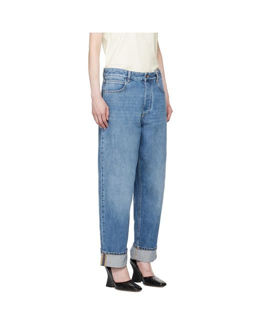 Bottega Veneta Blue Vintage Medium Indigo Turned Up Denim Jeans
