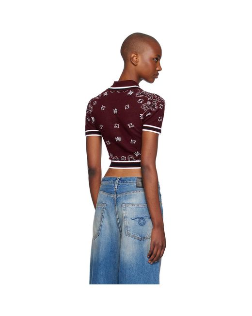 Amiri Red Jacquard Paisley Knit Polo