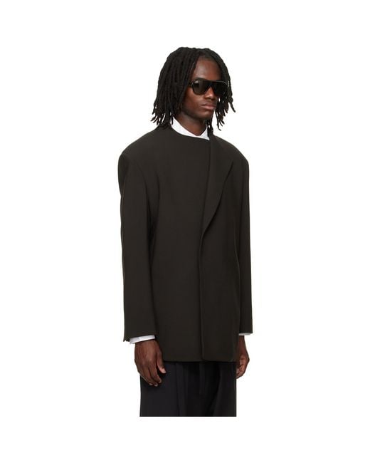Fear Of God Black Double Weave Wool Crewneck Blazer for men
