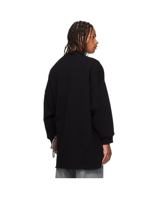 Rick Owens Black Concordians Tommy Ls Sweatshirt for men