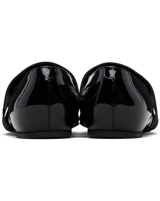 Givenchy Black Sliced Square Patent Leather Ballerina Flats