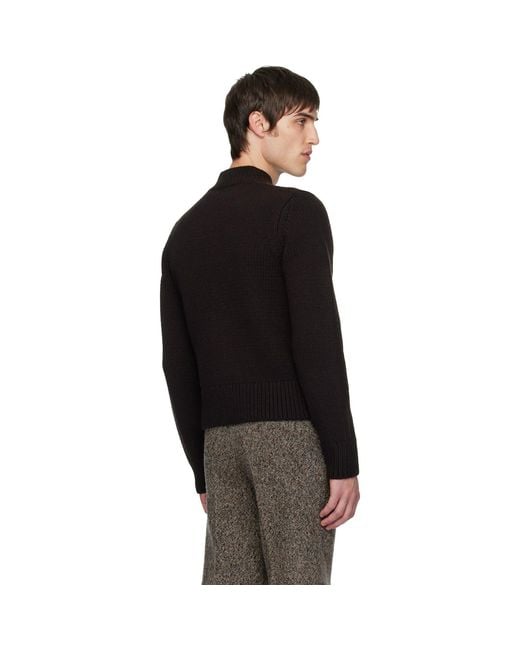 Dries Van Noten Black Merino Wool Cardigan for men