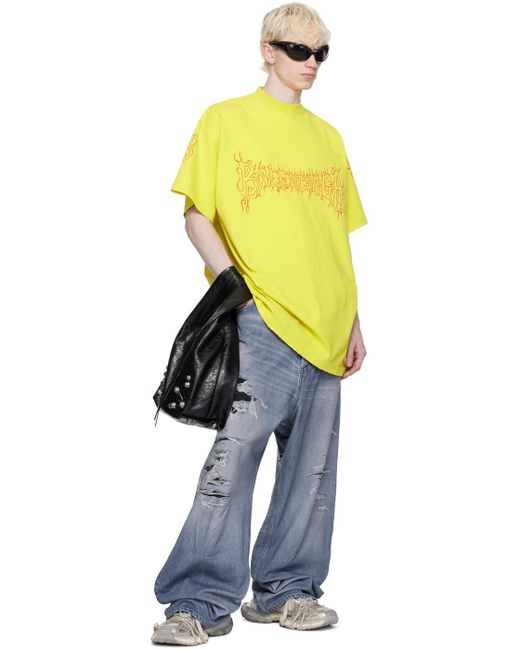 T-shirt jaune à logos darkwave Balenciaga pour homme en coloris Yellow
