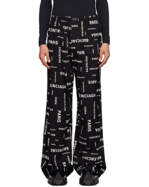 Balenciaga Black Scribble Pyjama Pants for men