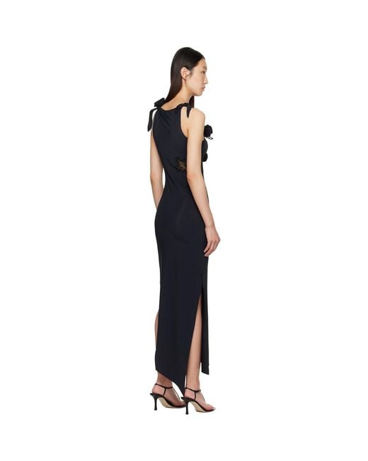 Coperni Black Lace Flower Midi Dress