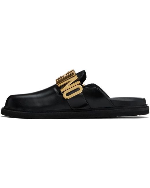 Moschino Black Lettering Sandals for men