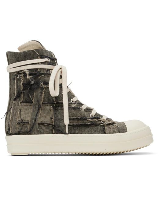 Rick Owens Gray Luxor Slashed Frayed-trim Sneakers for men