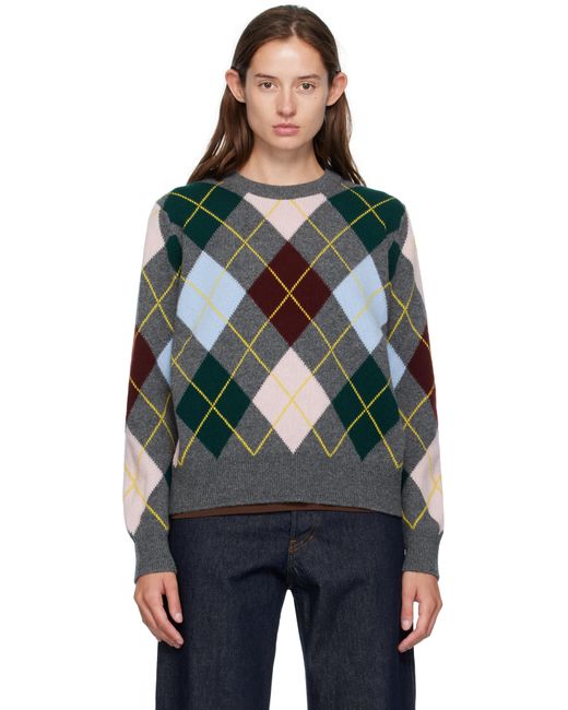 &Daughter Black Ava Argyle Crewneck Sweater
