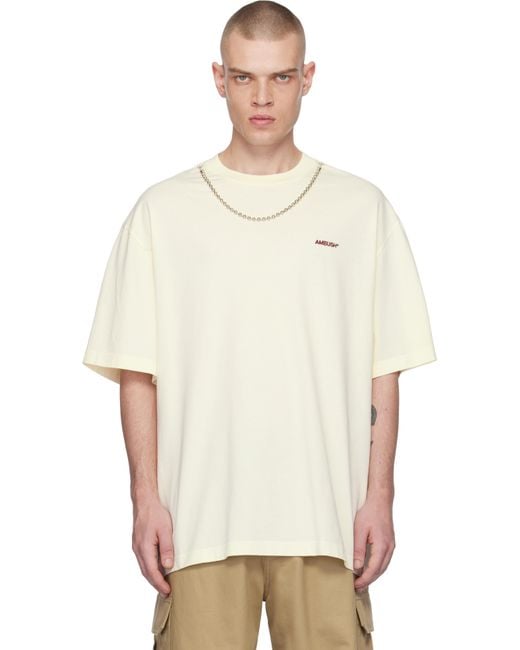 メンズ Ambush オフホワイト ボールチェーン Tシャツ White