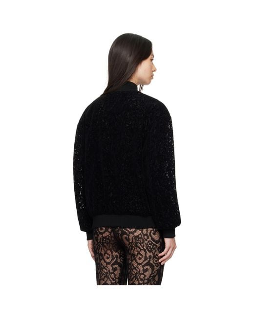 Moschino Black Lace Bomber Jacket