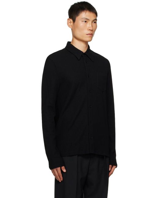 Filippa K Black Spread Collar Shirt for men