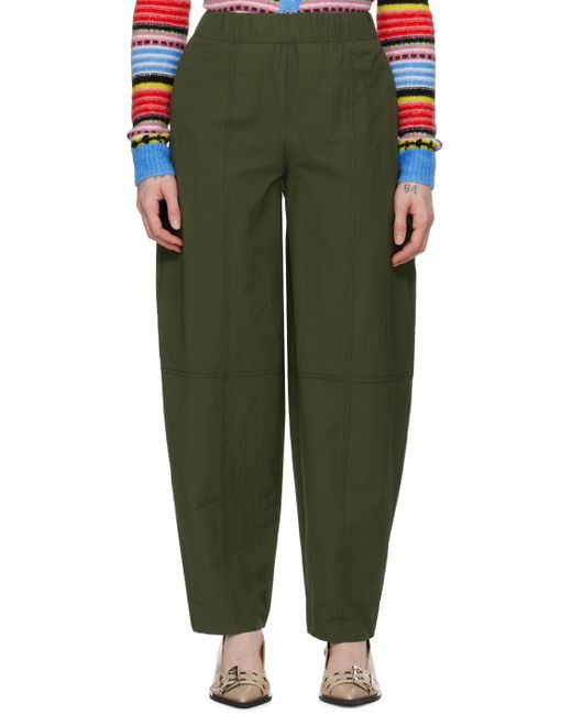 Ganni Green Curved Trousers