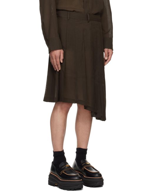 Feng Chen Wang Black Pleated Skirt for men