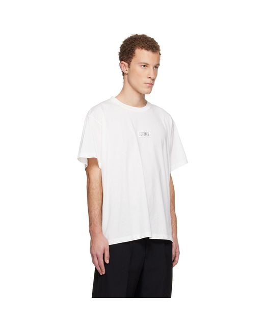 MM6 by Maison Margiela White Off- Numeric Cotton T-Shirt for men