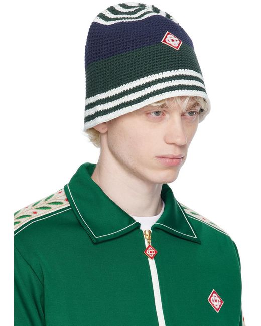 Casablancabrand Green Crochet Bucket Hat for men
