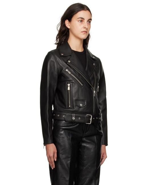 Anine Bing Black Benjamin Moto Leather Jacket