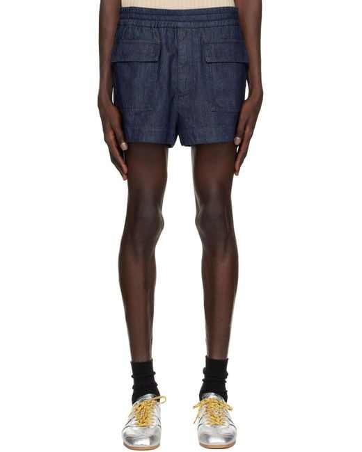 Short Bleu Marine En Denim À Cordon Coulissant Dries Van Noten pour homme en coloris Blue