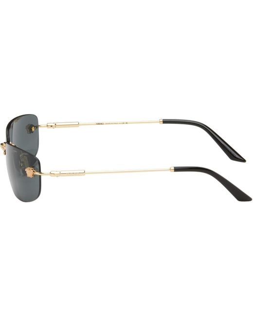 Versace Gray Rimless Rectangle Medusa Sunglasses