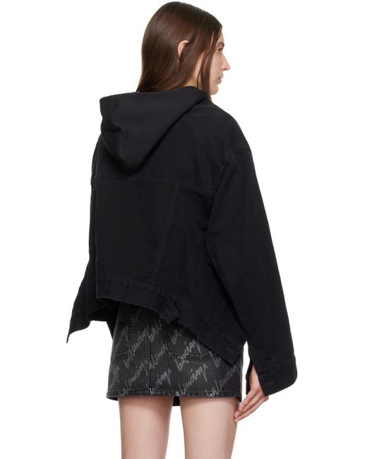 Balenciaga Black Hooded Denim Jacket
