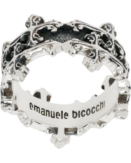 Emanuele Bicocchi Metallic Avelli Cross Double Band Ring for men