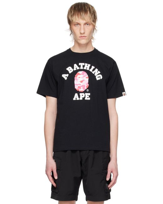 A Bathing Ape Black Abc Camo College T-Shirt for men