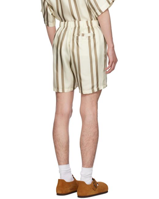 John Elliott Natural Off- Striped Shorts for men