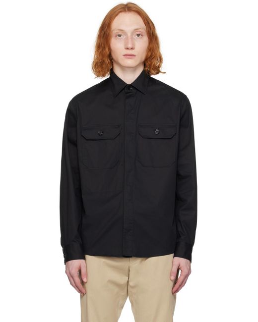 Zegna Black Pocket Long Sleeve Shirt for men