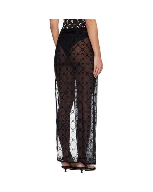 MARINE SERRE Black Moonogram Meshflock Cover-Up Skirt