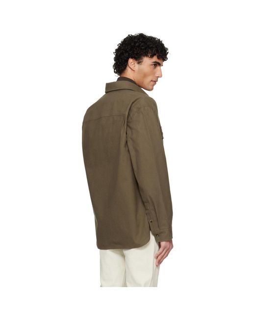 A.P.C. Brown Khaki Solid-Color Cotton Overshirt for men