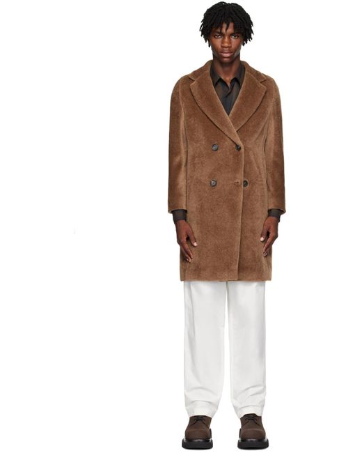 Max Mara Multicolor Brown Double-breasted Faux-fur Coat for men