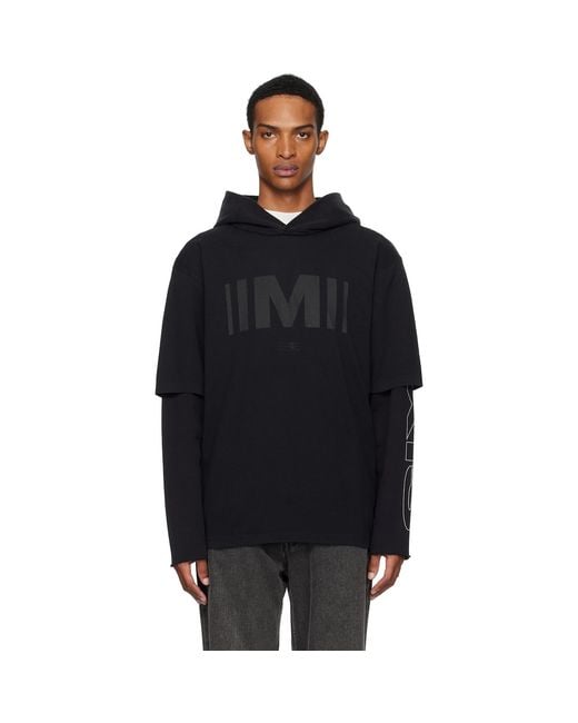 MM6 by Maison Margiela Black Printed Hoodie for men