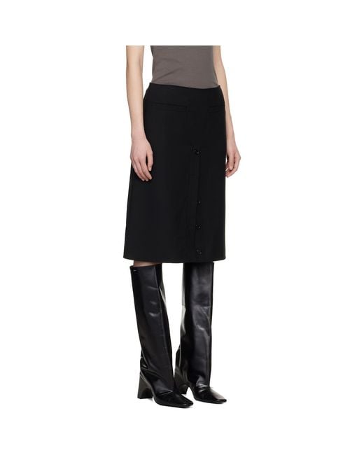Courreges Black Buttoned Midi Skirt