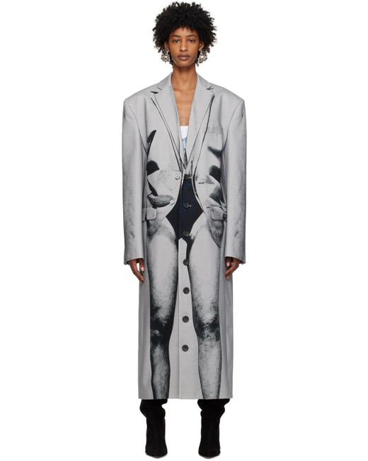 Y. Project Black Gray Jean Paul Gaultier Edition Janty Denim Coat