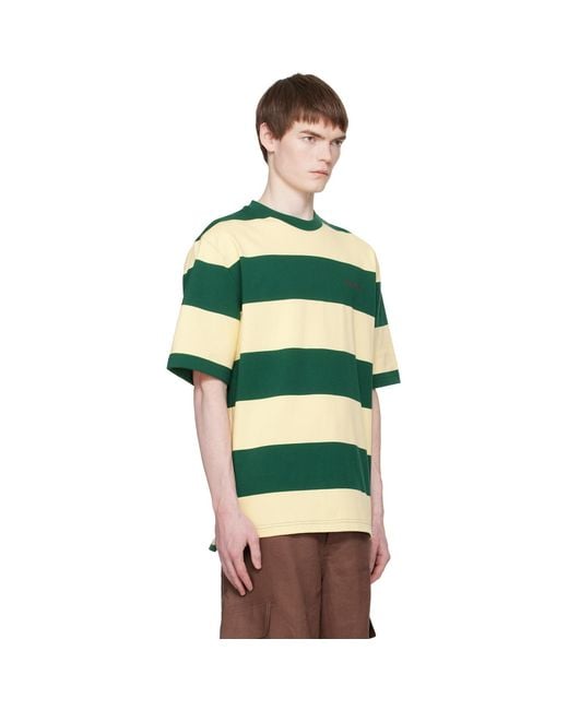 Marni Green Maxi-Stripe Cotton T-Shirt for men