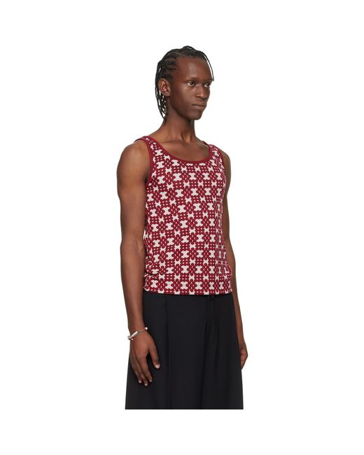 Dries Van Noten Red Off- & Jacquard Tank Top for men