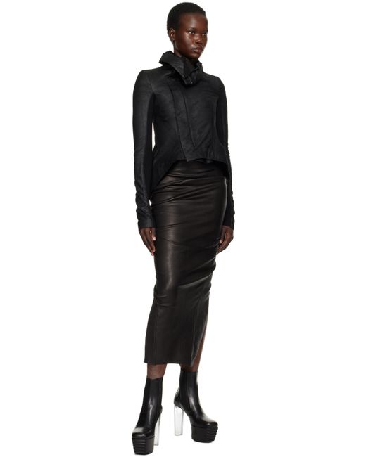 Rick Owens ブラック Hollywood Dirt Pillar レザー マキシスカート Black