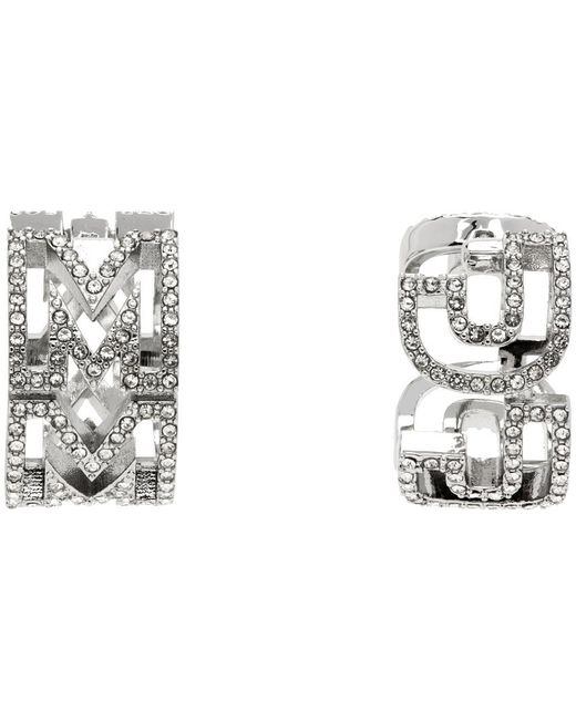 Marc Jacobs Black Silver Monogram Crystal huggie Earrings