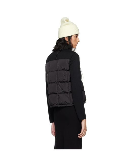 Moncler Black Paneled Down Cardigan
