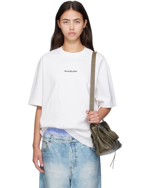 Acne ホワイト Stamp Logo Tシャツ White