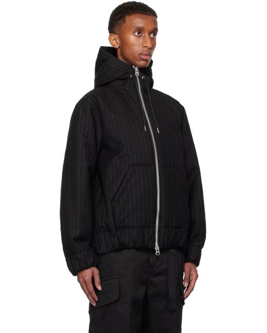 Sacai Chalk Stripe Hoodie in Black for Men | Lyst