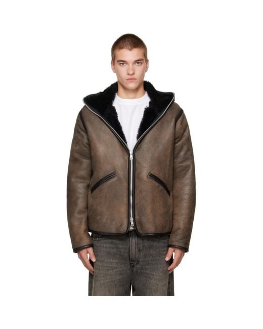 Our Legacy Brown Leather Full Zip Jacket for men