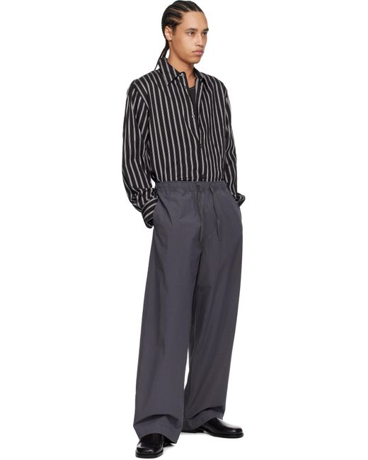 メンズ Studio Nicholson グレー Sonny トラウザーズ Black