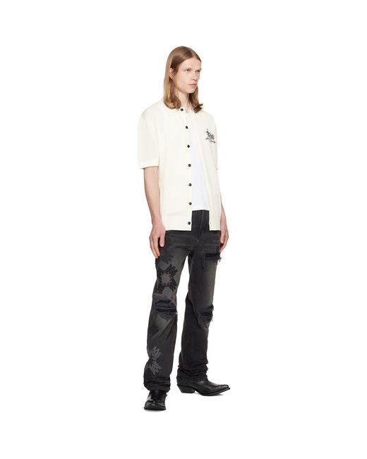 Amiri White Off- Studio' Mesh Knit Shirt for men