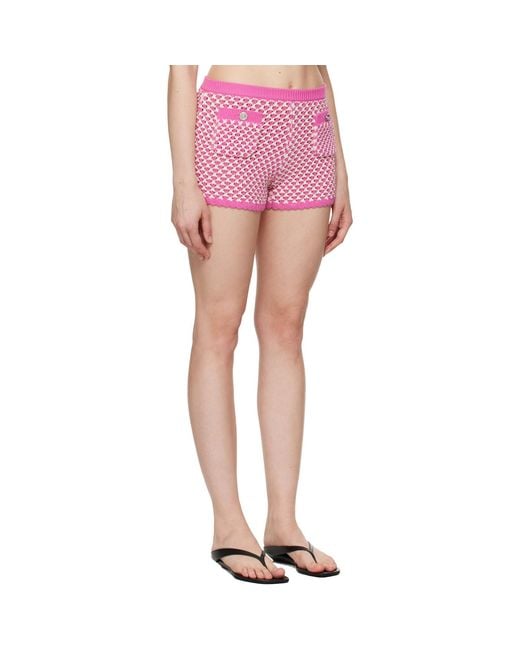 Versace Pink Crochet Knit Shorts