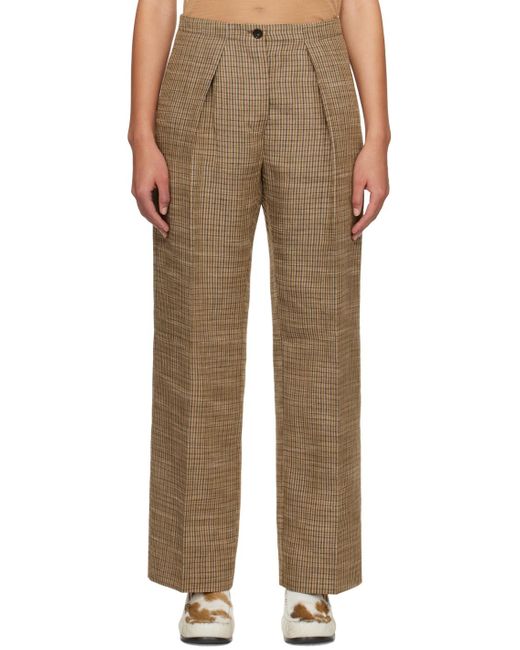 Pantalon brun à carreaux Acne en coloris Brown